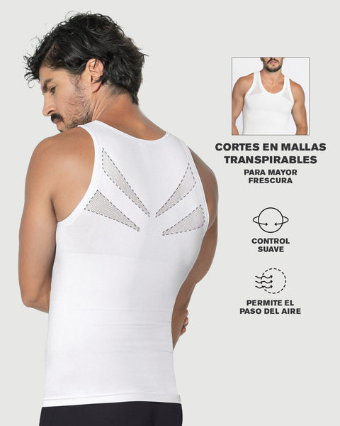 Camiseta ajustada para hombre de compresión suave en microfibra#color_000-blanco