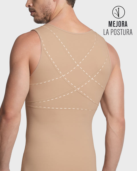 Chaleco de control con doble capa de tela en abdomen y espalda#color_801-cafe-medio
