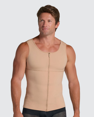 Chaleco de control con doble capa de tela en abdomen y espalda#color_801-cafe-medio