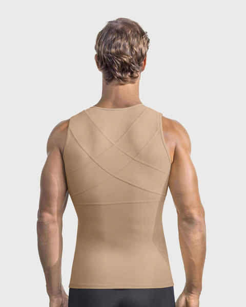 Chaleco de control con doble capa de tela en abdomen y espalda#color_801-cafe-medio