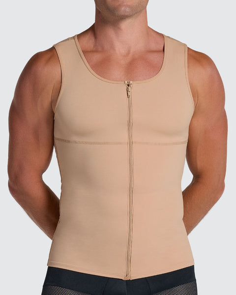Chaleco de control con doble capa de tela en abdomen y espalda#color_801-cafe-medio