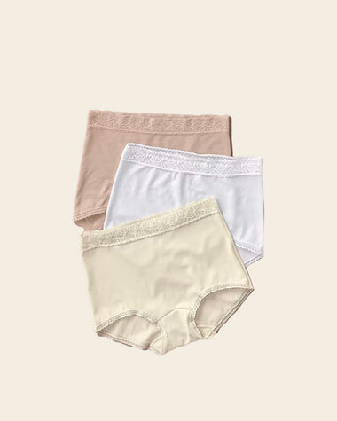 Paquete x 3 panties clásicos con toques de encaje#color_s06-blanco-cafe-claro-marfil