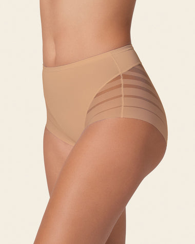 Panty faja clásico con control moderado de abdomen y bandas en tul#color_801-cafe-medio