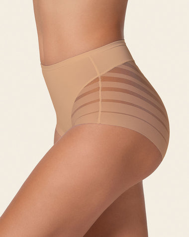 Panty faja clásico con control moderado de abdomen y bandas en tul#color_801-cafe-medio