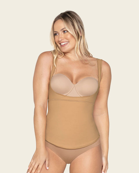 Faja camiseta de reducción con corrector de postura#color_880-beige