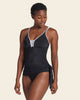 Vestido de baño con falda multiestilo con compresión suave de abdomen#color_700-negro