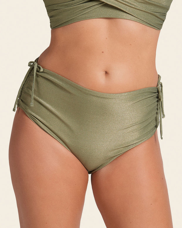 Panty de bikini  tiro alto de control suave de abdomen#color_629-verde