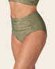 Panty de bikini tiro alto con drapeado en el abdomen#color_629-verde