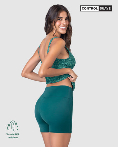 Traje de baño camiseta drapeada + short#color_182-estampado-piel-verde