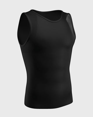 Camiseta sin mangas de control fuerte ideal para uso diario en algodón elástico#color_700-negro
