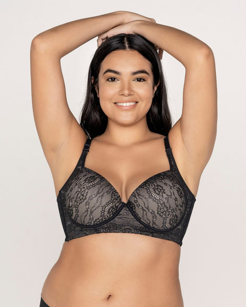 Brasier de realce suave y cubrimiento alto en sisa y espalda cover bra en encaje