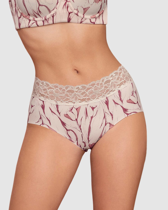 Panty hipster en tela ultraliviana con franja de encaje#color_394-tulipanes