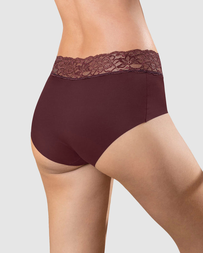 Panty hipster en tela ultraliviana con franja de encaje#color_a79-vino-tinto