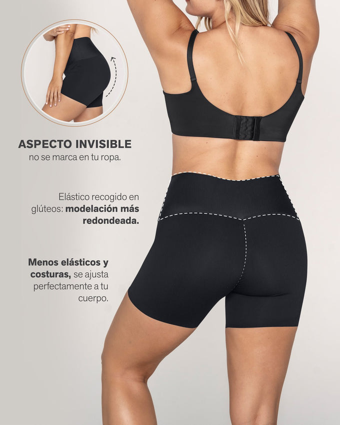 Short de control moderado aspecto invisible con fajón antideslizante#color_700-negro