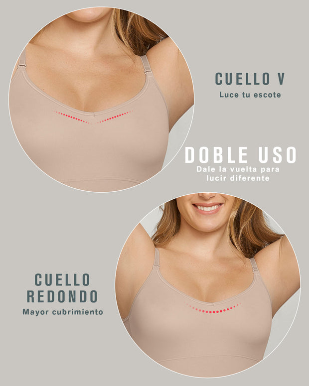 Faja camiseta doble uso invisible con control en abdomen