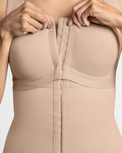 Faja body de control fuerte + brasier incorporado + efecto levanta glúteos#color_802-cafe-claro
