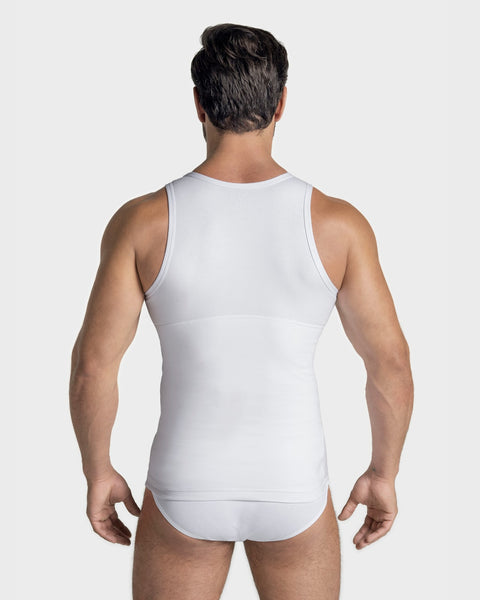 Camiseta de control moderado en abdomen y zona lumbar en algodón elástico#color_000-blanco