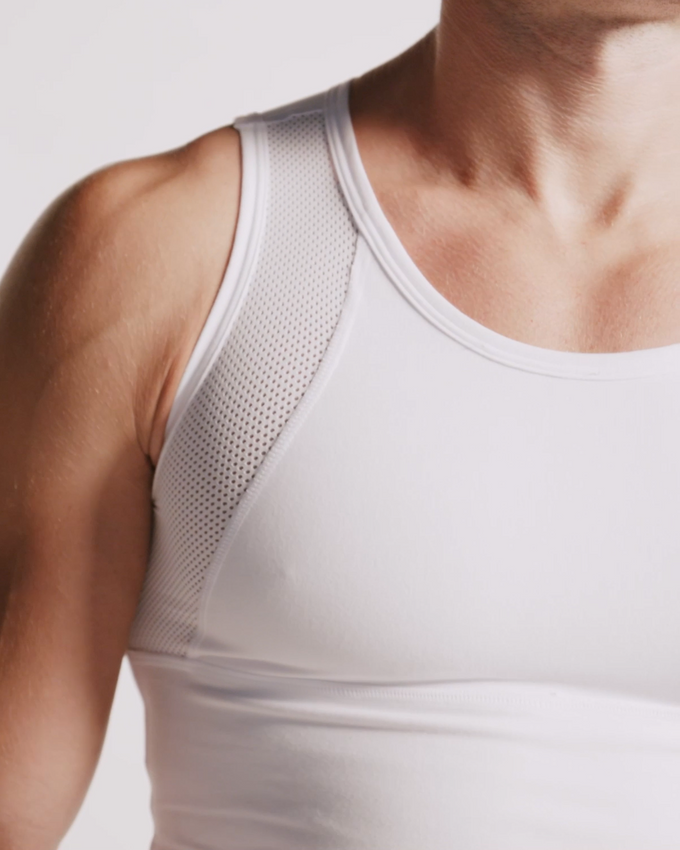 Camiseta sin mangas de control fuerte ideal para uso diario en algodón elástico#color_000-blanco