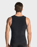 Camiseta sin mangas de control fuerte ideal para uso diario en algodón elástico#color_700-negro