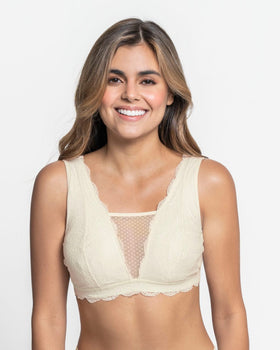 Bralette multiusos sexy siempre en encaje ideal para prótesis de mastectomía#color_253-perla