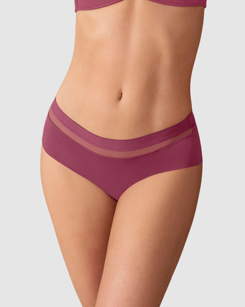 Panty cachetero con franja transparente decorativa#color_a80-granate