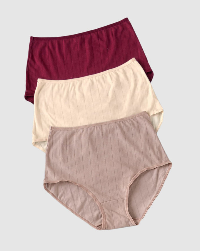 Paquete x 3 panties clásicos con excelente cubrimiento#color_s19-palo-de-rosa-vino-marfil
