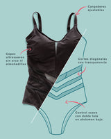 Traje de baño entero control suave de abdomen con diseño geométrico en tul#all_variants