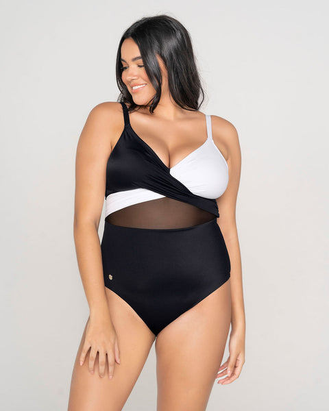 Traje de baño entero con control suave de abdomen y buen soporte de busto