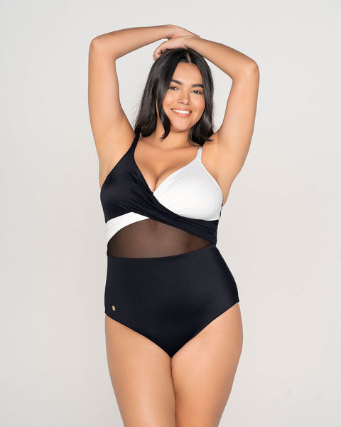 Traje de baño entero con control suave de abdomen y buen soporte de busto
