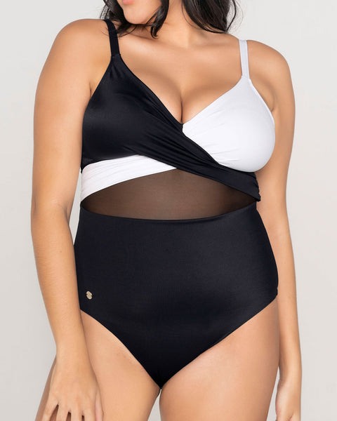 Traje de baño entero con control suave de abdomen y buen soporte de busto